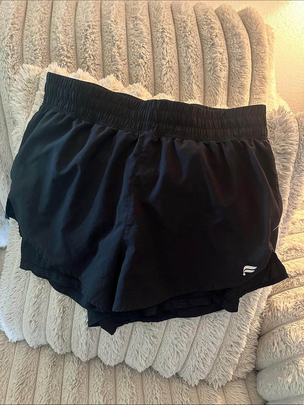Fabletics Black Two-in-One Athletic Shorts